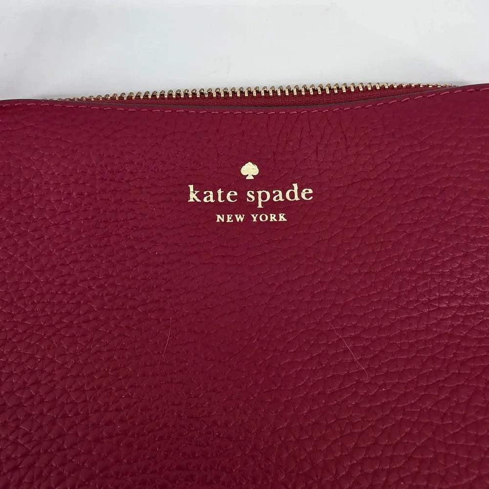 Kate Spade New York Red Pebble Leather Dome Crossbody Bag Gold Hardware